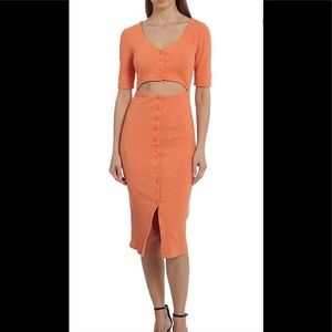 Avec Les Filles Cutout Rib-knit bodycon dress NWT